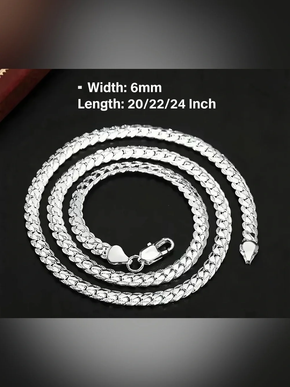 Men's Silver Cuban Link Chain Necklace - Polished Stainless Steel